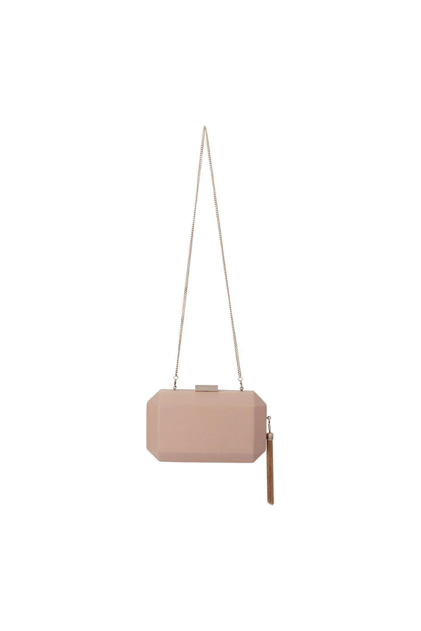 OLGA BERG | LIA FACETTED CLUTCH - Natural