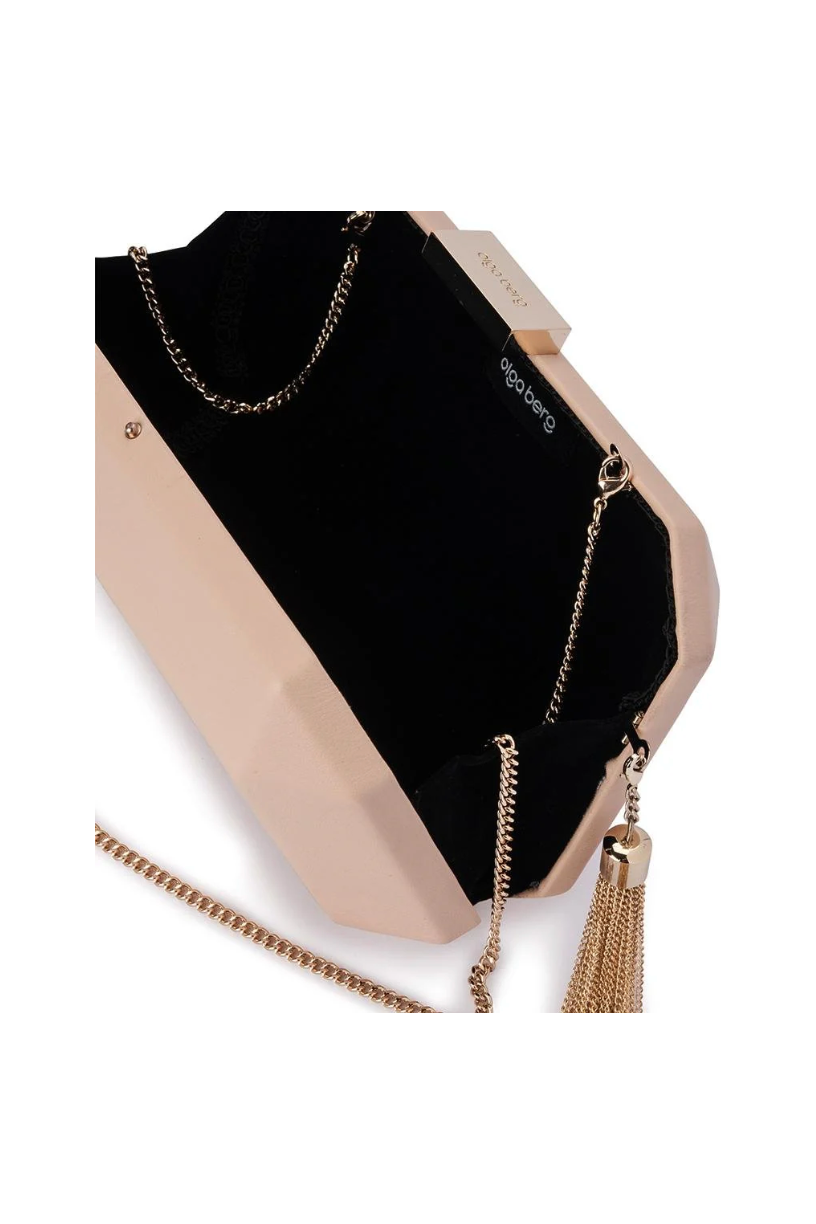 OLGA BERG | LIA FACETTED CLUTCH - Natural