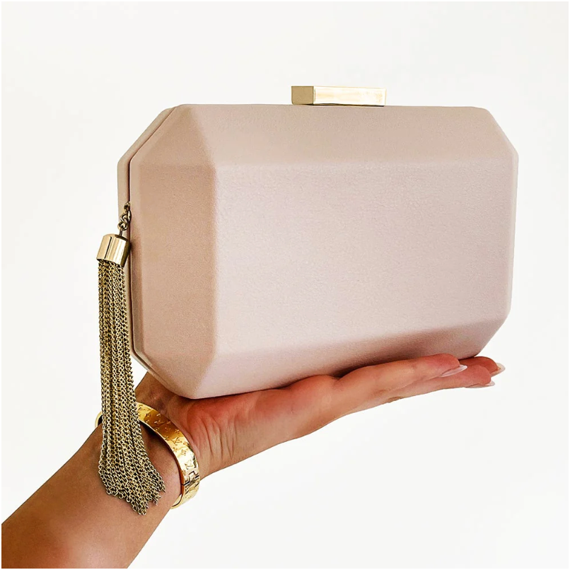 OLGA BERG | LIA FACETTED CLUTCH BLUSH