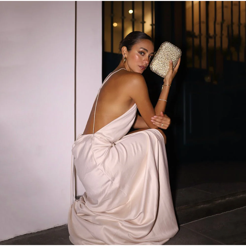 OLGA BERG | CASEY HOT FIX CLUTCH - CHAMPAGNE