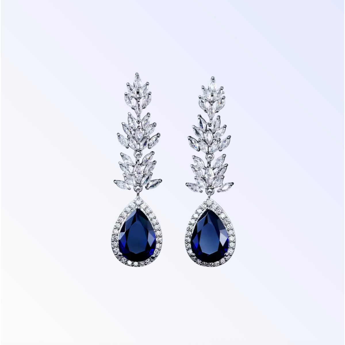 CHLOE | CUBIC DROP EARRING - Navy