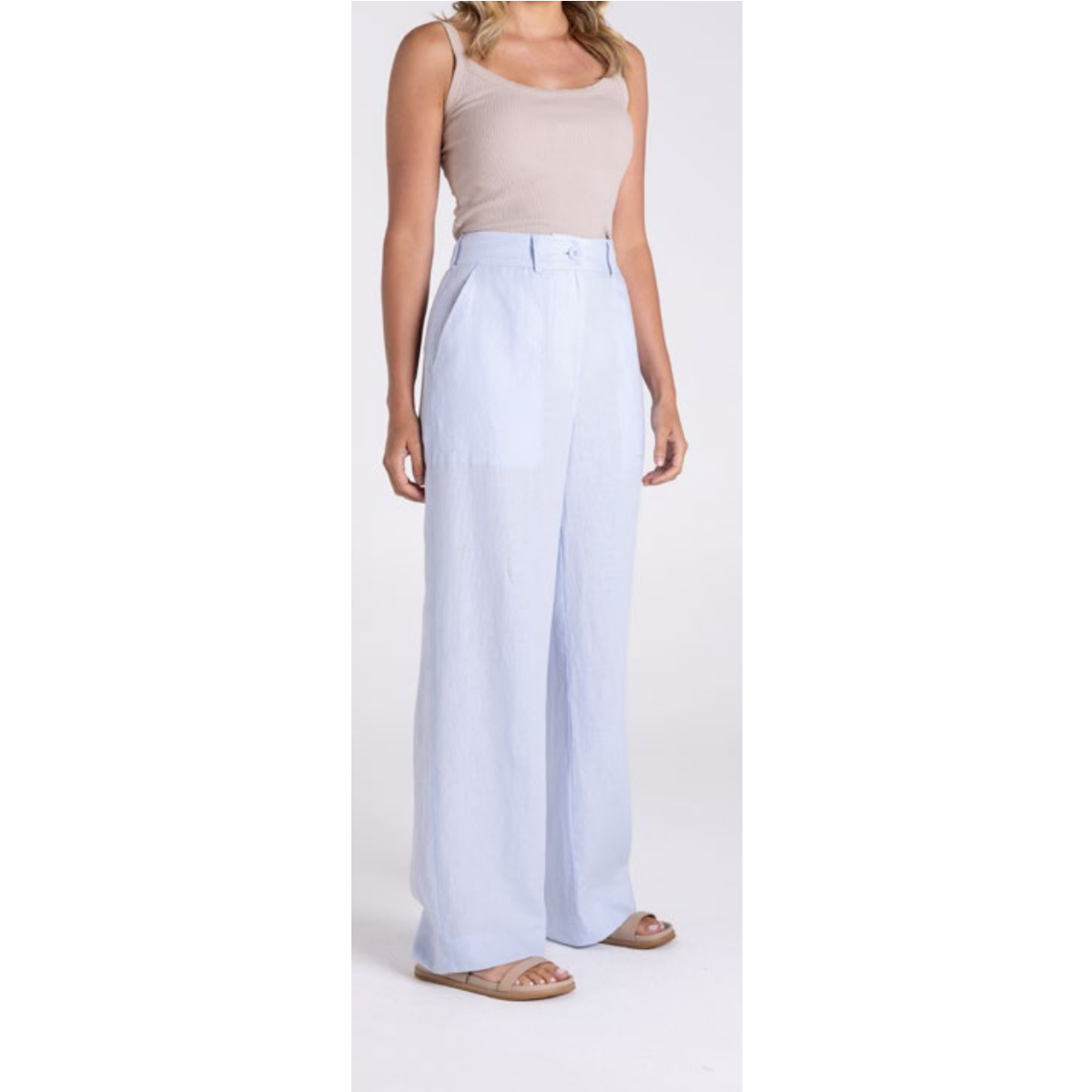 TWO T's | LINEN PANT - Ice Blue