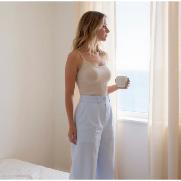 TWO T's | LINEN PANT - Ice Blue