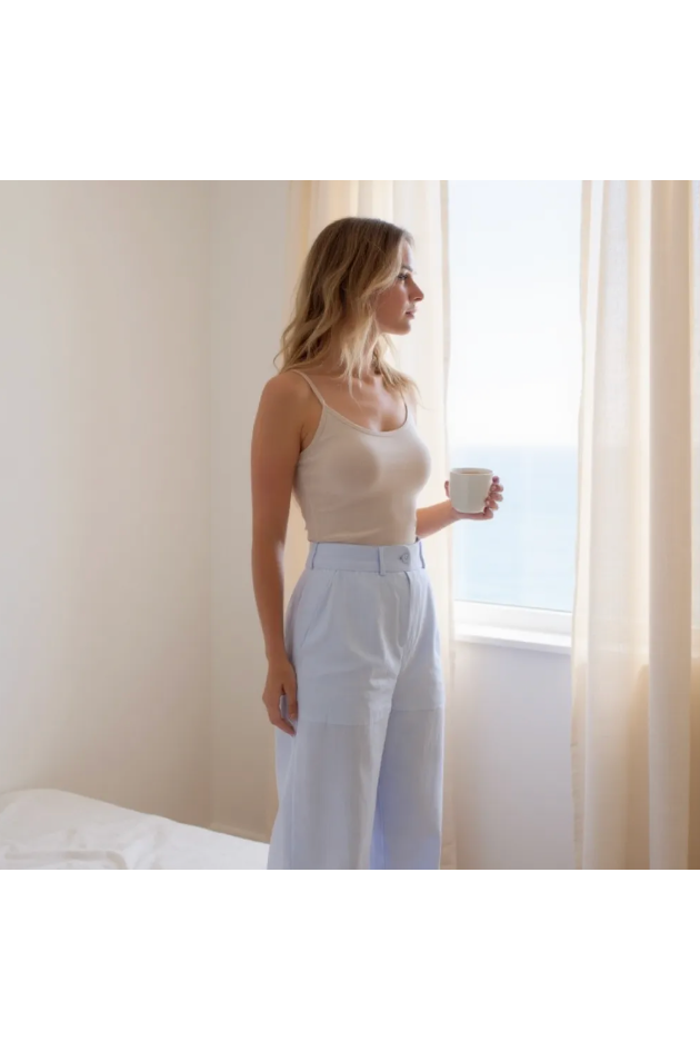 TWO T's | LINEN PANT - Ice Blue