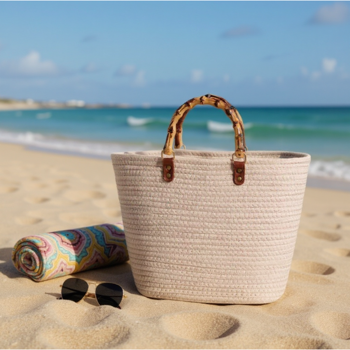 WOVEN TOTE BAG - Cream