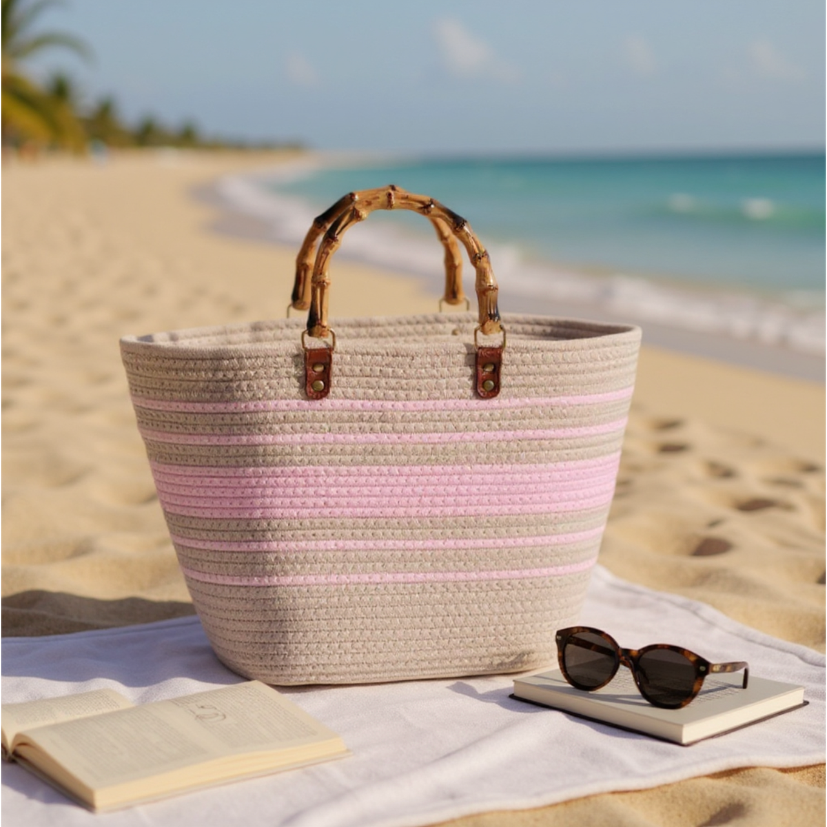 WOVEN TOTE BAG - Pink