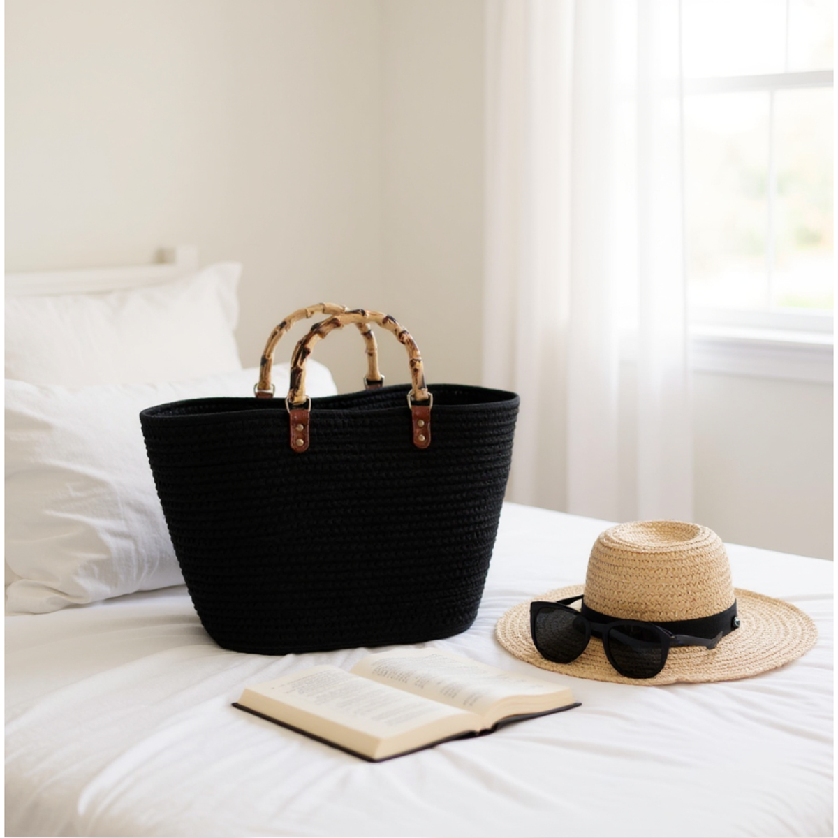 WOVEN TOTE BAG - Black