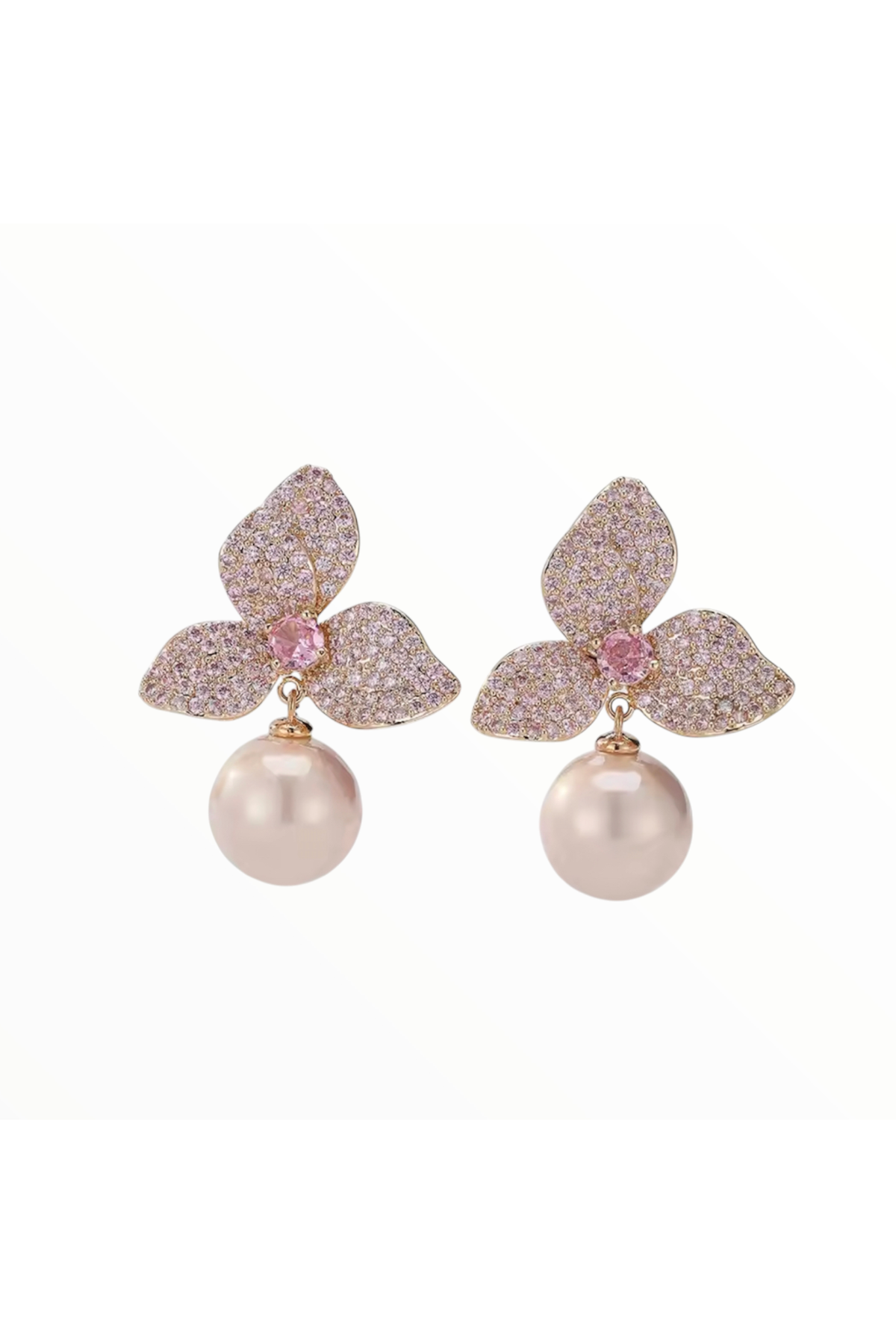 LAYLA | CUBIC ZIRCONIA AND PEARL DROP EARRING - Pink