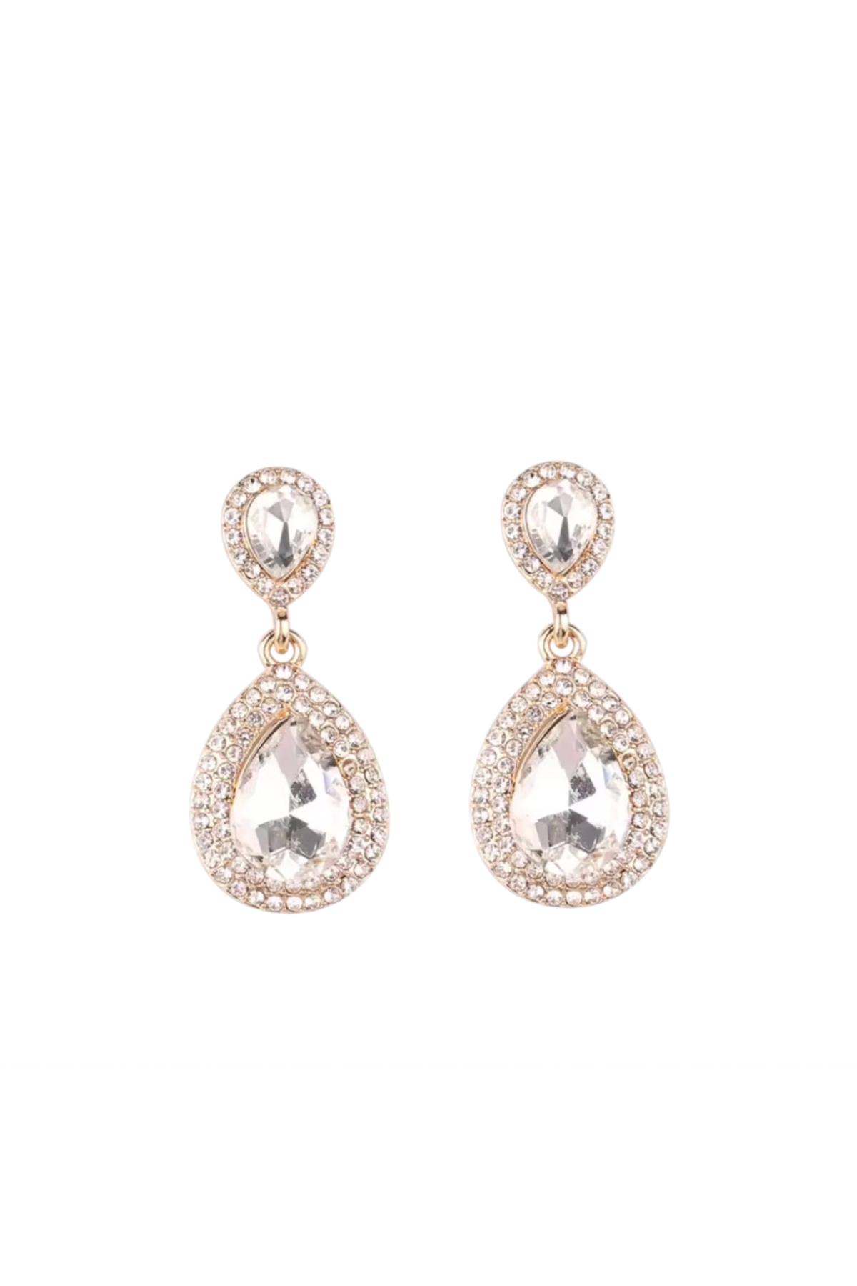 ABIGAILE | TEAR DROP EARRING - Silver/Champagne