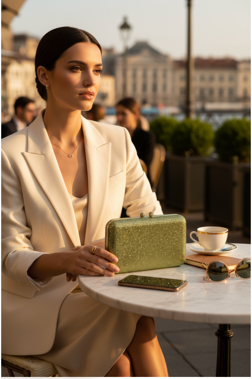 LEMON YELLOW CRYSTAL CLUTCH