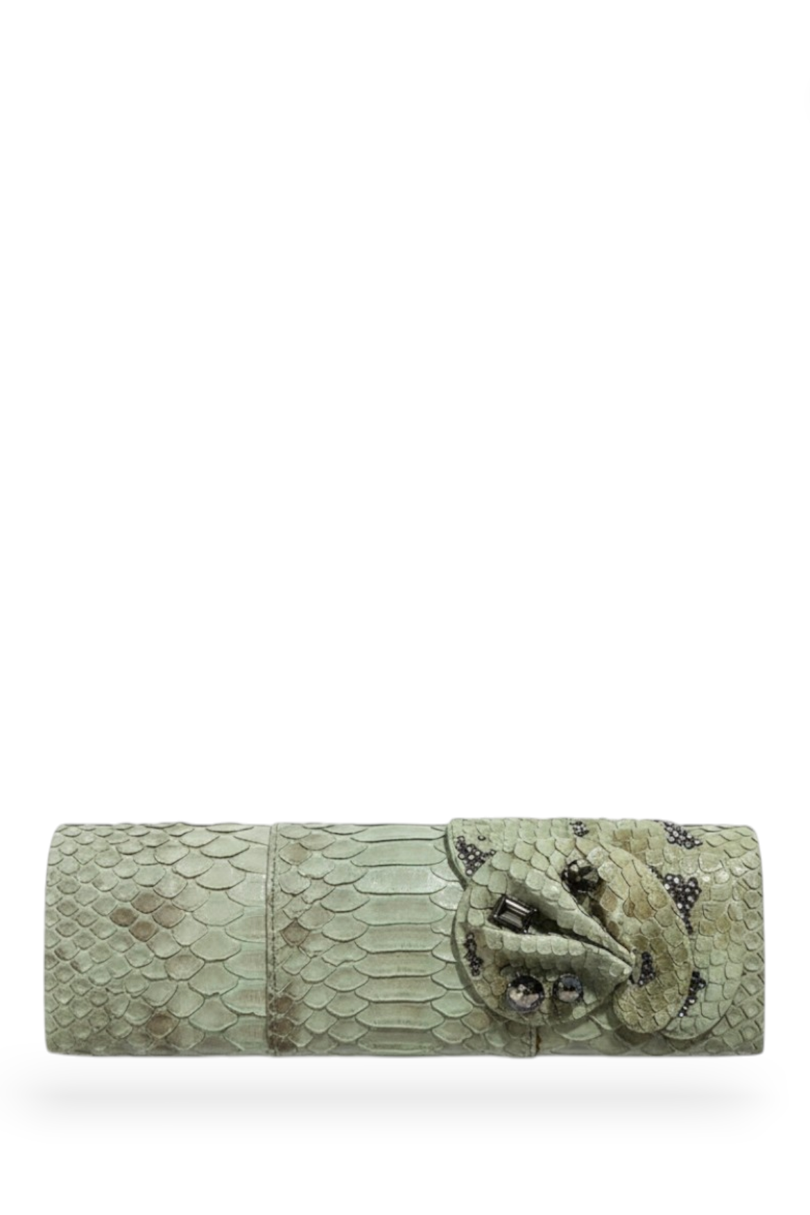 Sage Snake Skin Clutch
