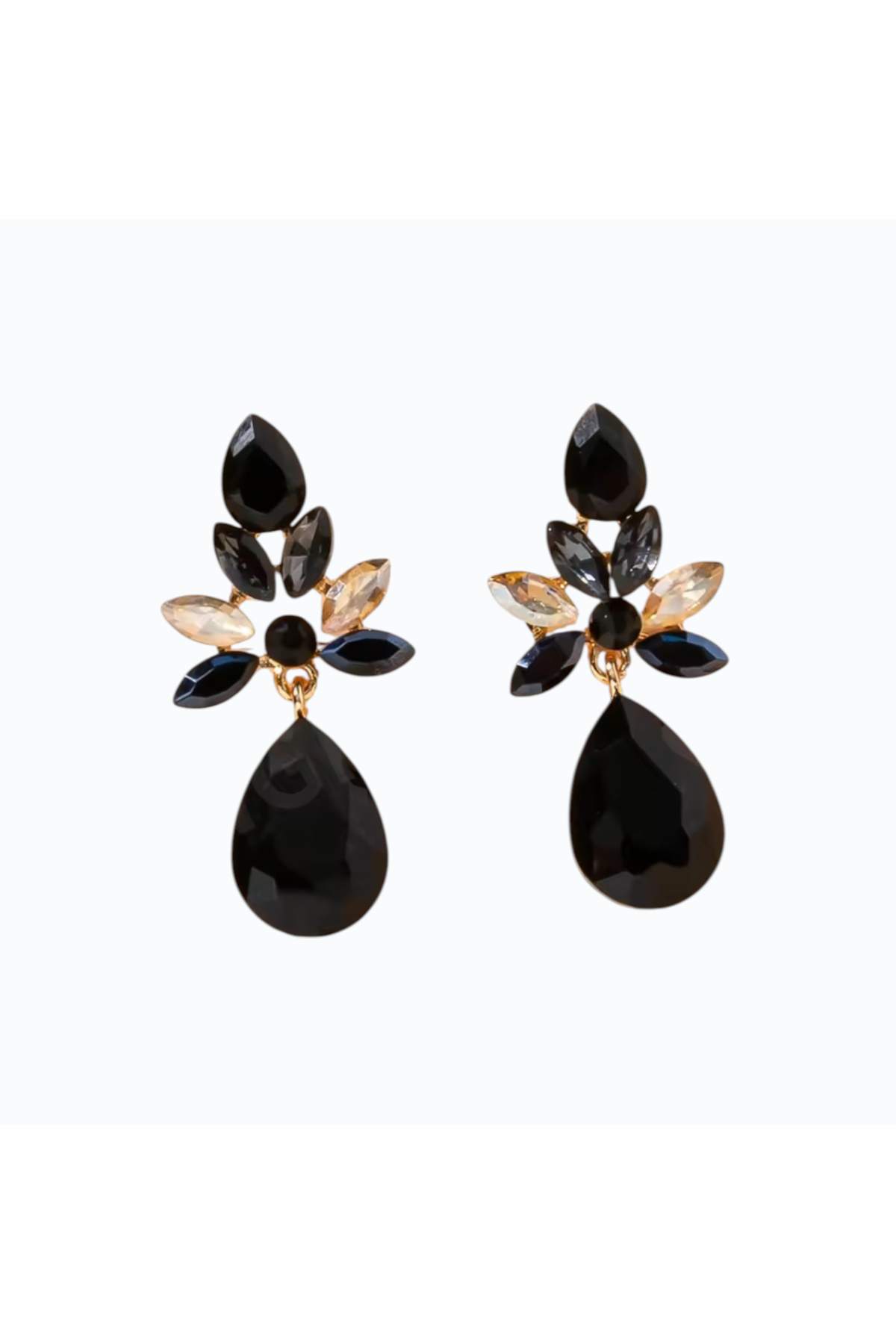 OLIVIA | Crystal Drop Earring - Black