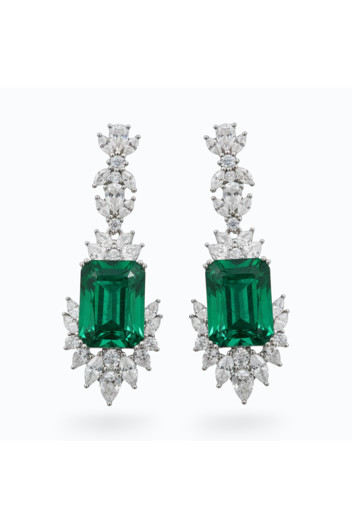 LORELEI | CUBIC ZIRCONIA DROP DOWN EARRING - Emerald