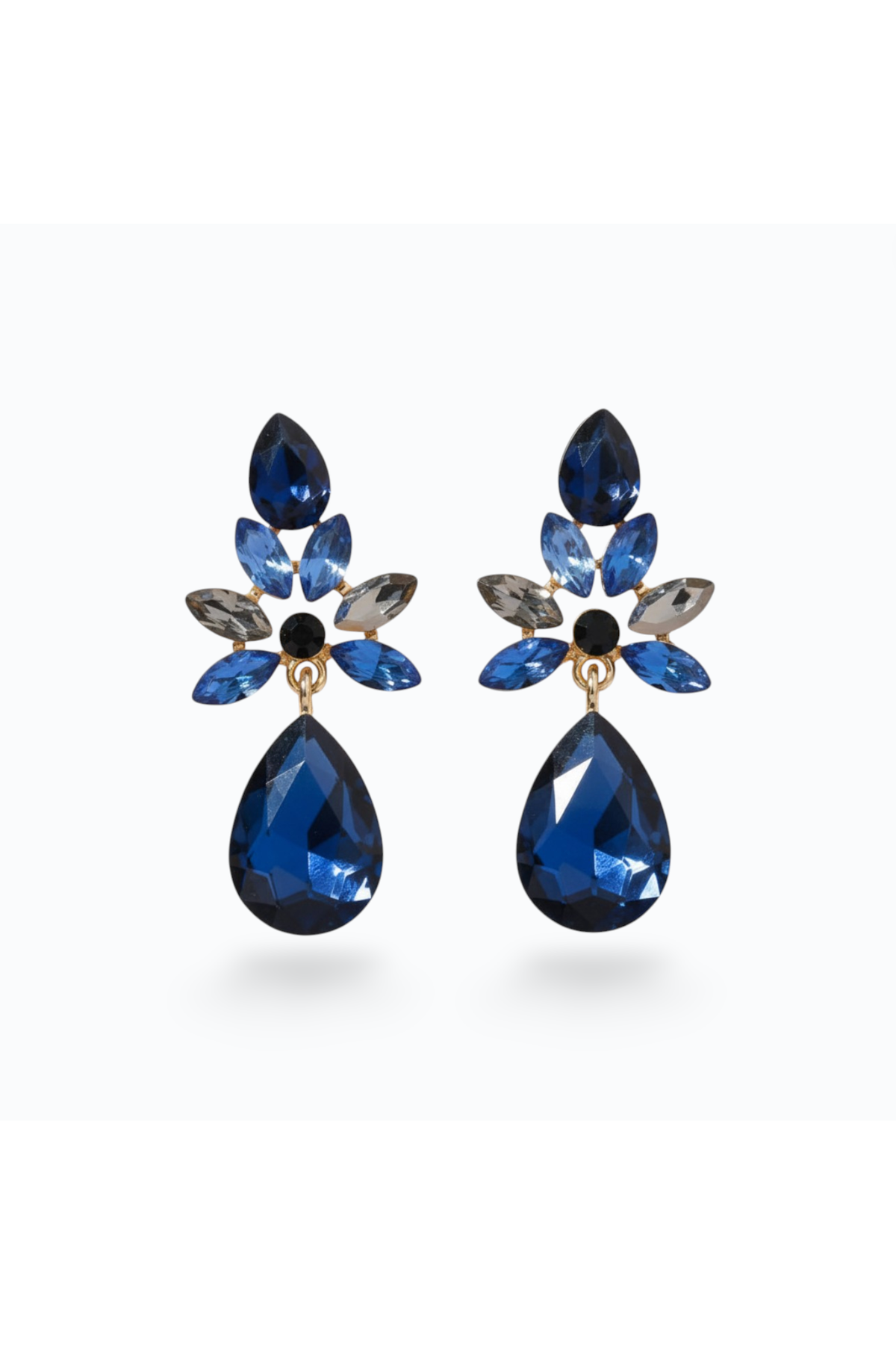 OLIVIA | Crystal Drop Earring - Navy
