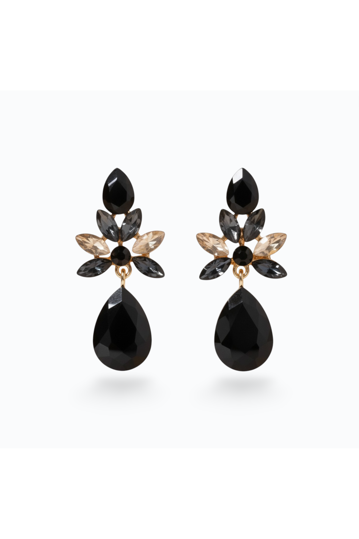 OLIVIA | Crystal Drop Earring - Black