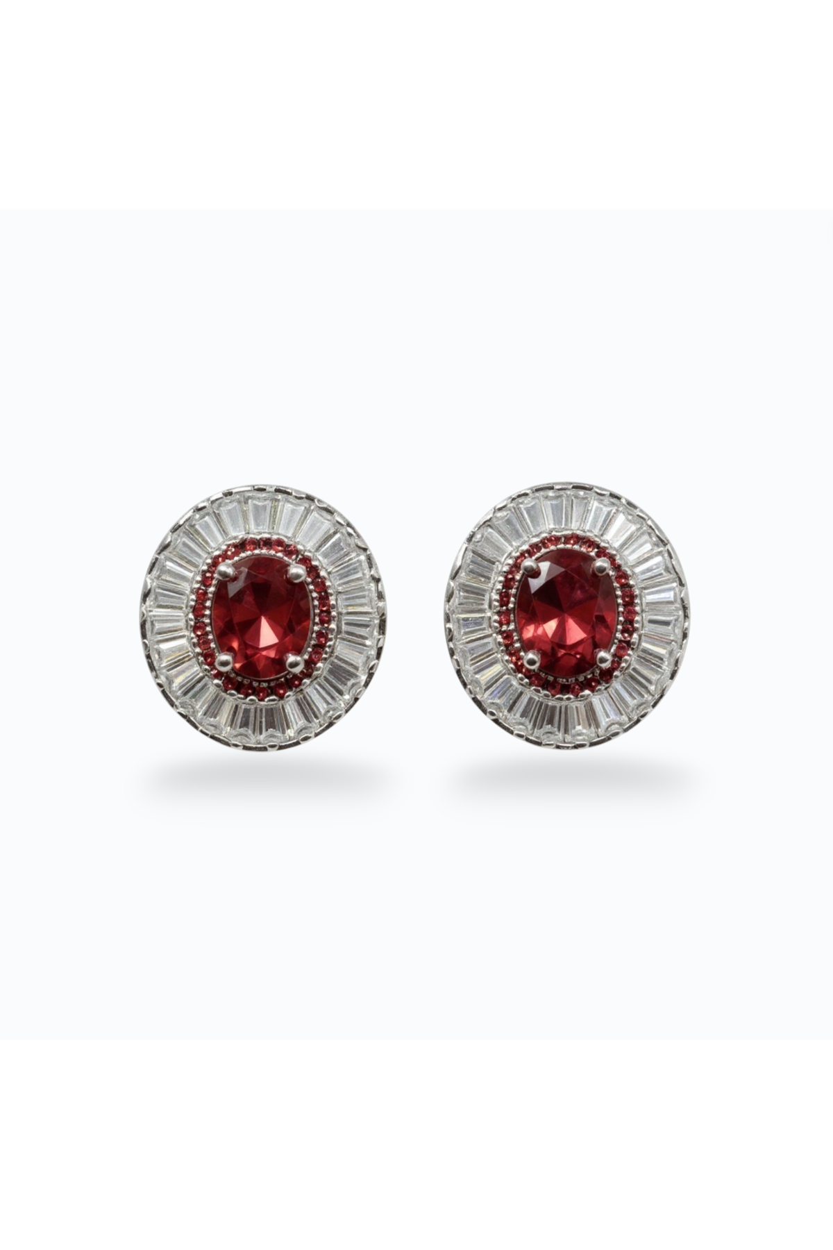 MIMI | OVAL CUBIC ZIRCONIA STUD - Scarlet