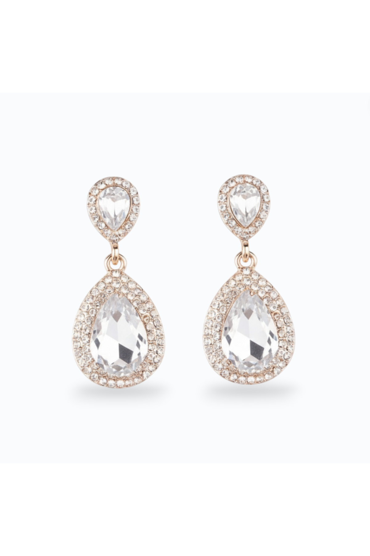 ABIGAILE | TEAR DROP EARRING - Silver/Champagne