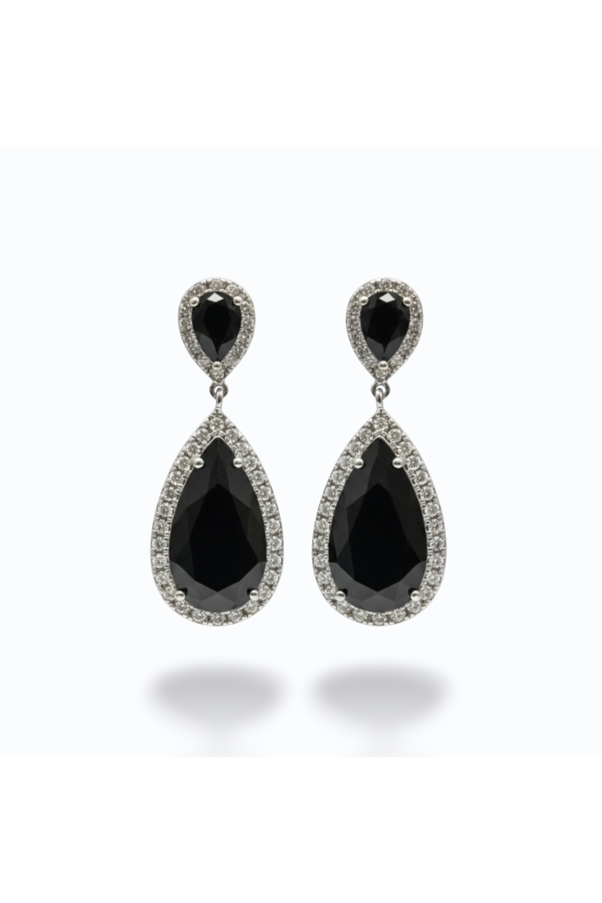 SUSAN | CRYSTAL EARRING - Black/Silver