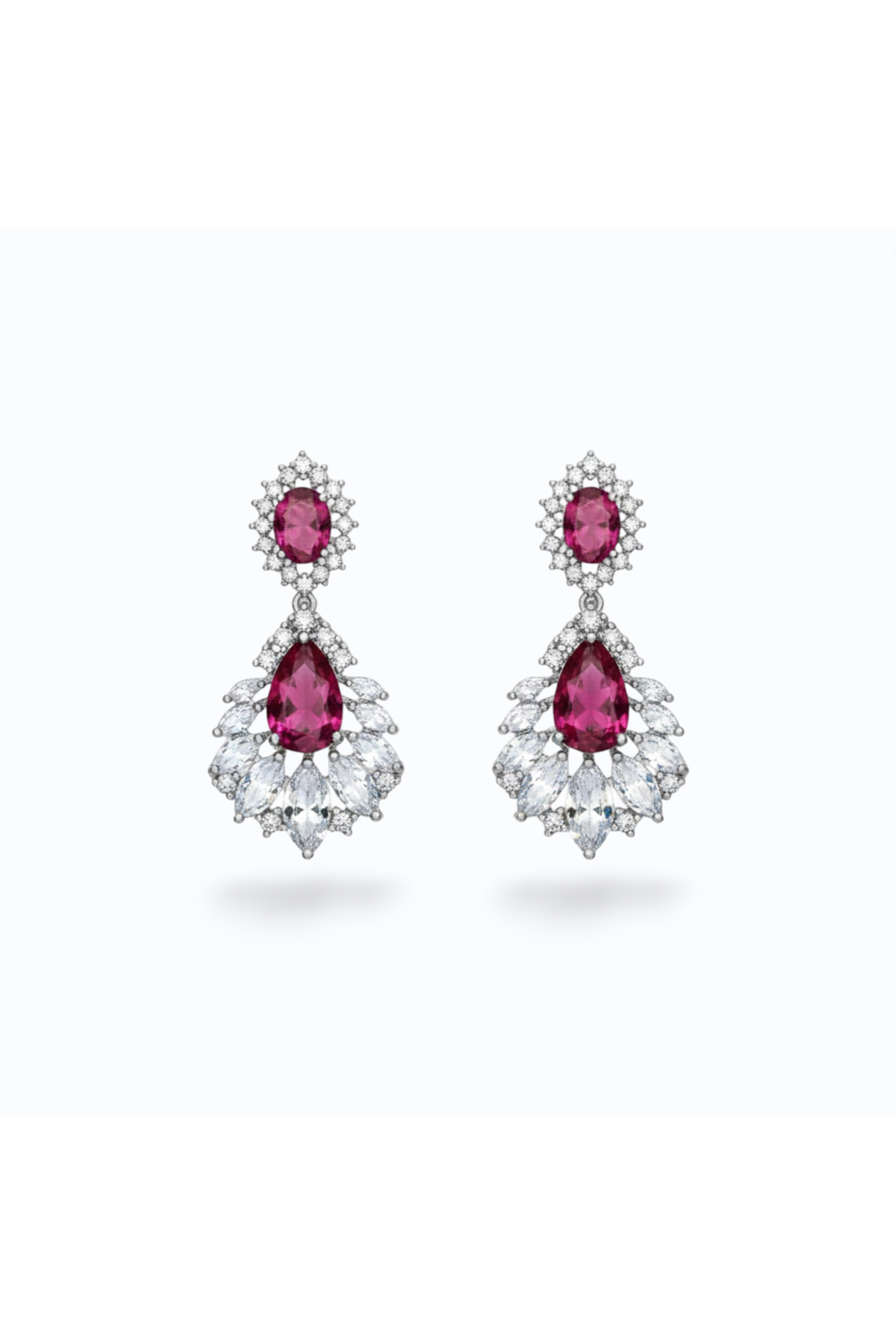 ROSE | CUBIC DROP EARRING - Berry red