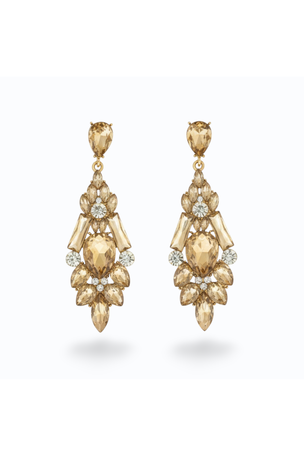 ASHLEY | CRYSTAL DROP EARRING - Champagne