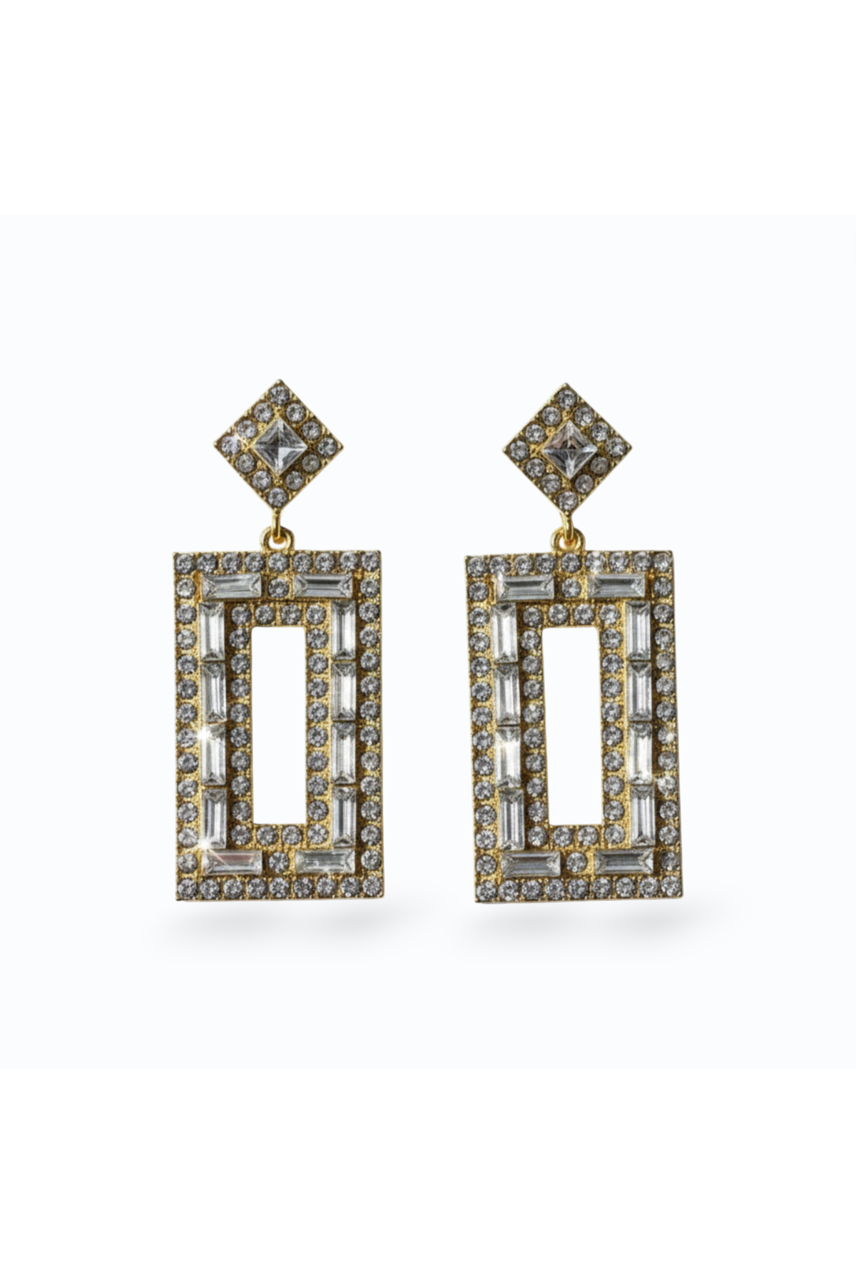 CHRISTINE | RECTANGLE CRYSTAL EARRING
