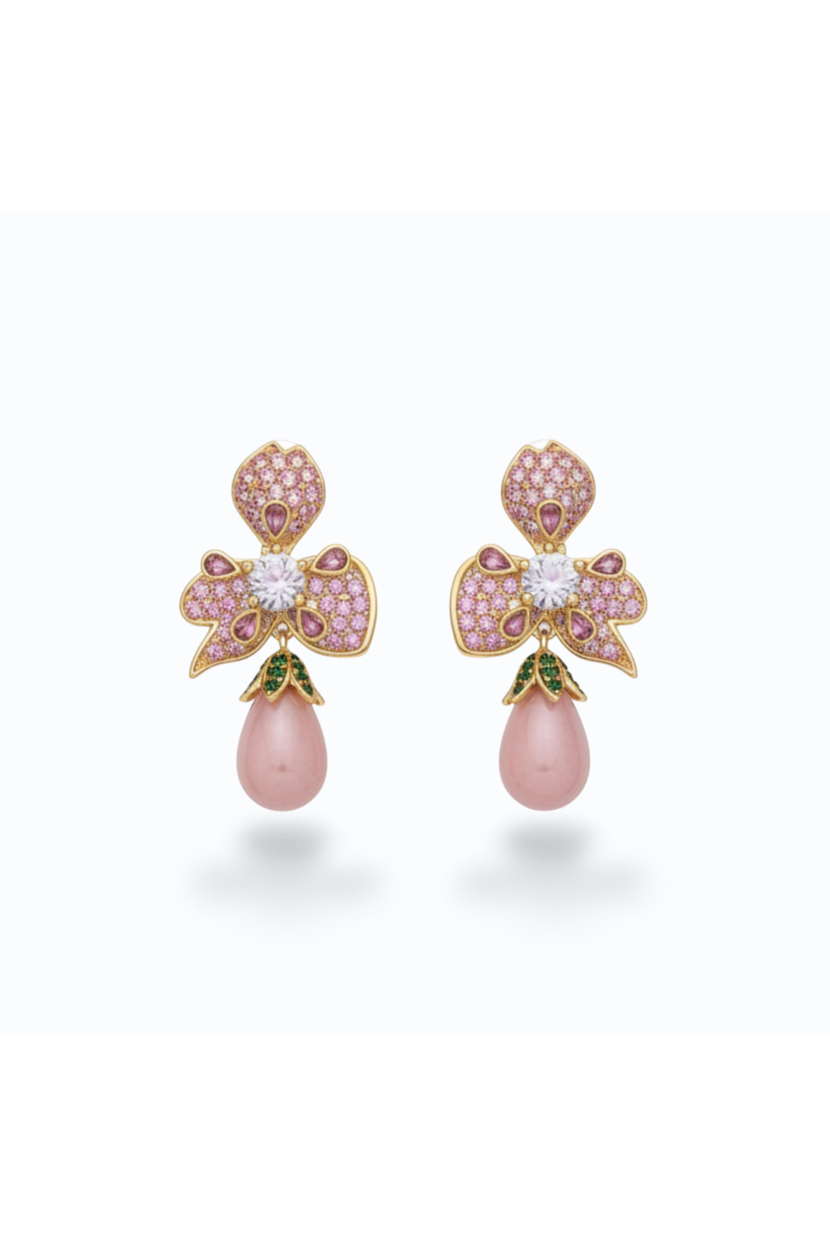 MICHELLE | CUBIC ZIRCONIA AND PEARL DROP EARRING - Pink
