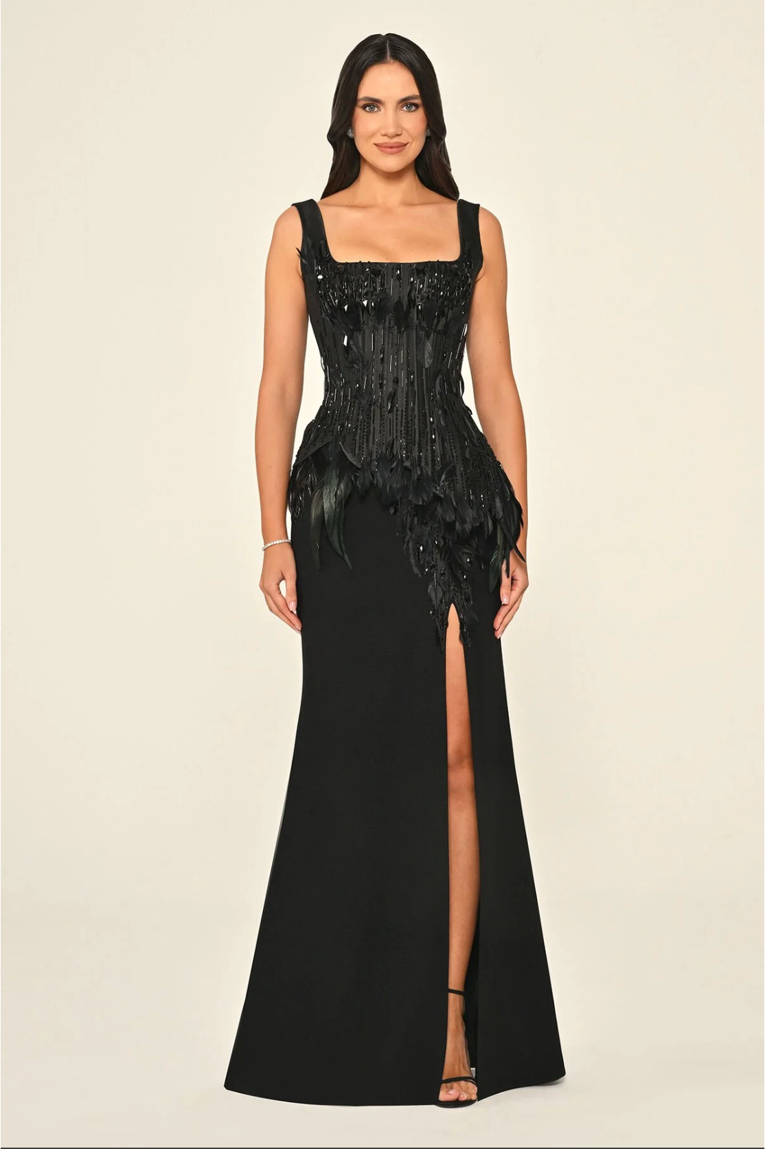AB | Crystal Feather Corset Gown