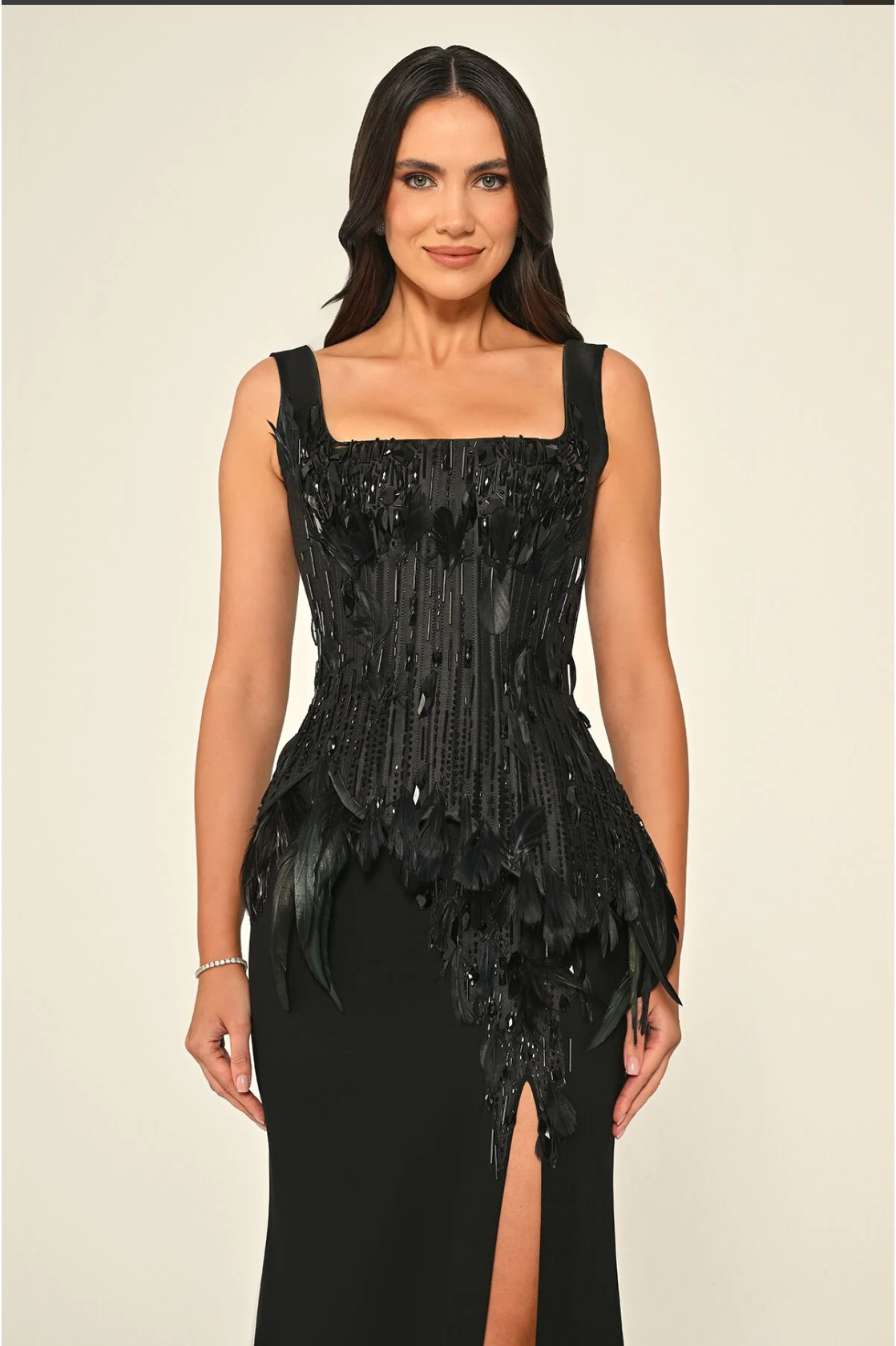 AB | Crystal Feather Corset Gown
