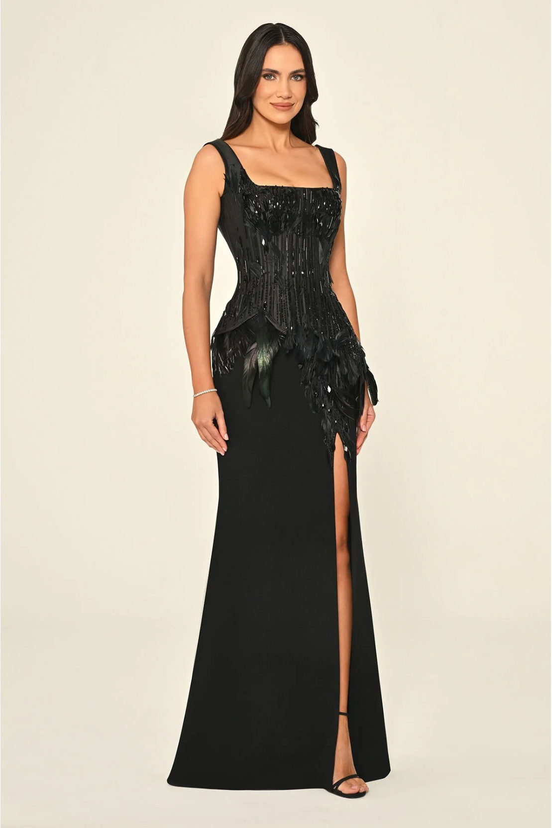 AB | Crystal Feather Corset Gown
