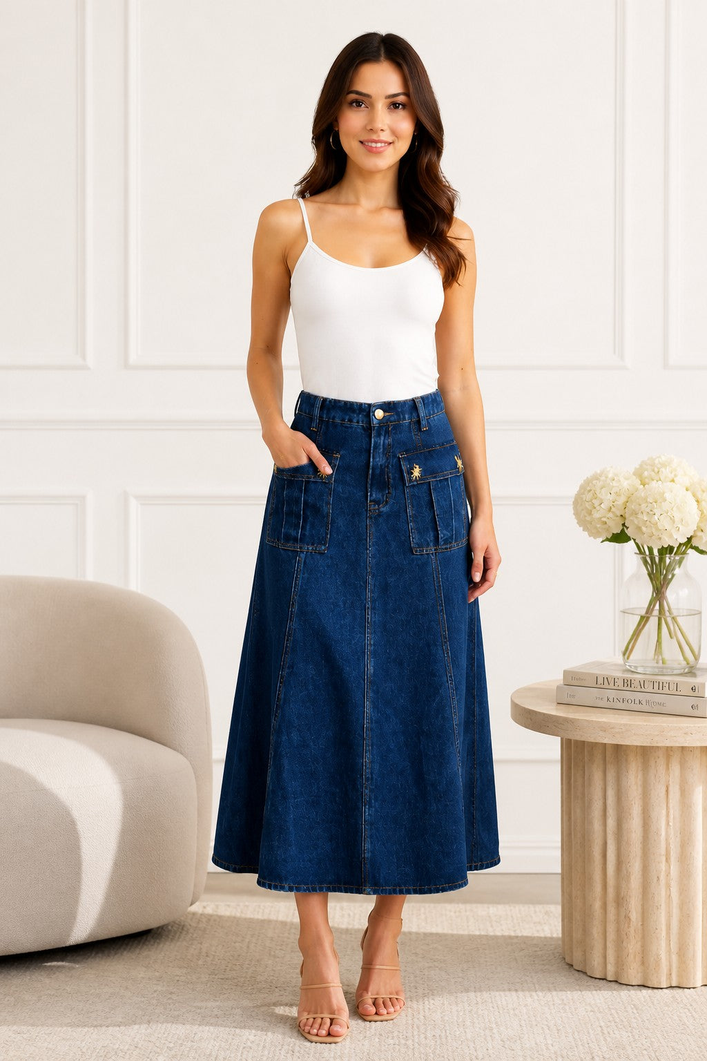 HEAVEN | Rowan Midi Skirt - Denim