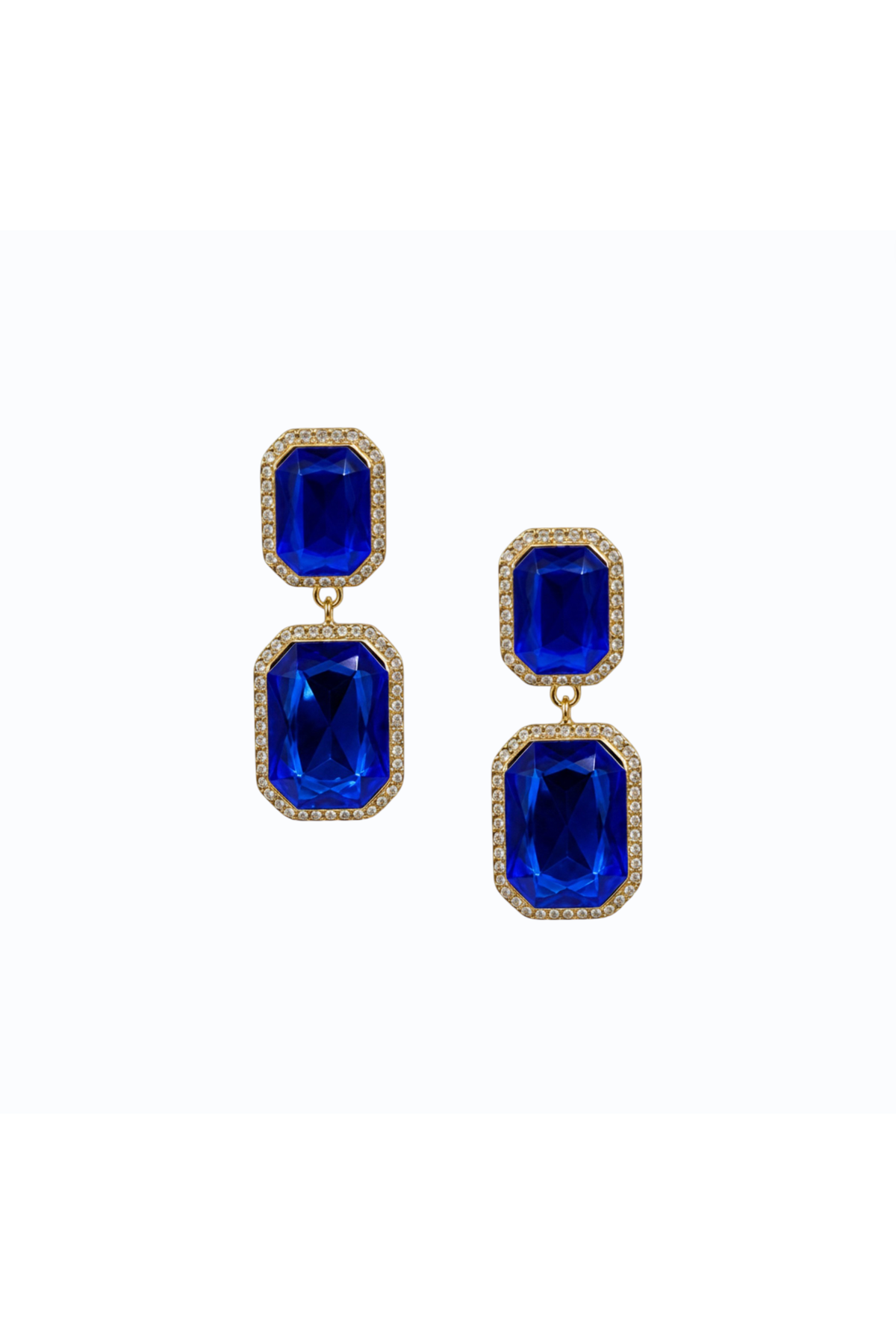 ALYSSA | RECTANGLE DROP EARRING - Royal Blue