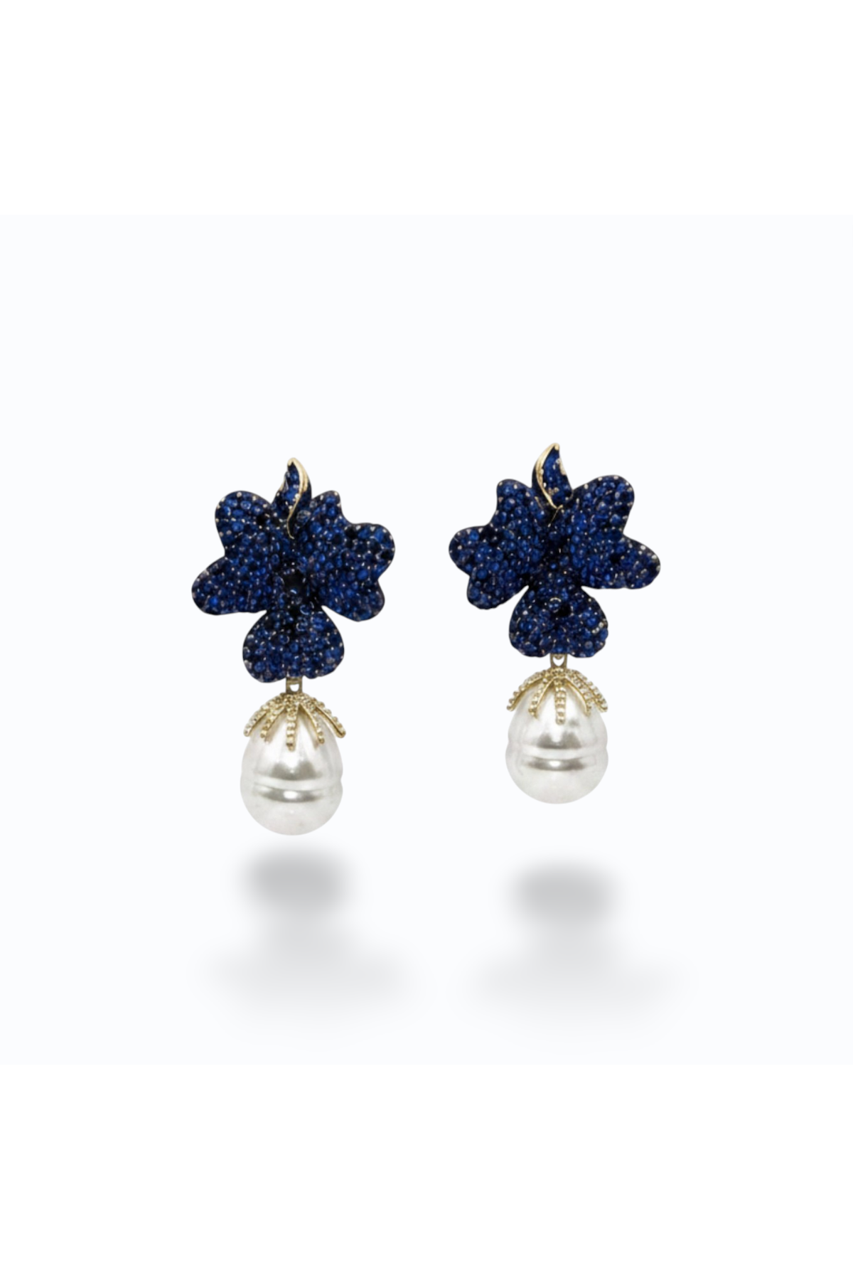 MADELINE | FLOWER PEARL EARRING - Midnight