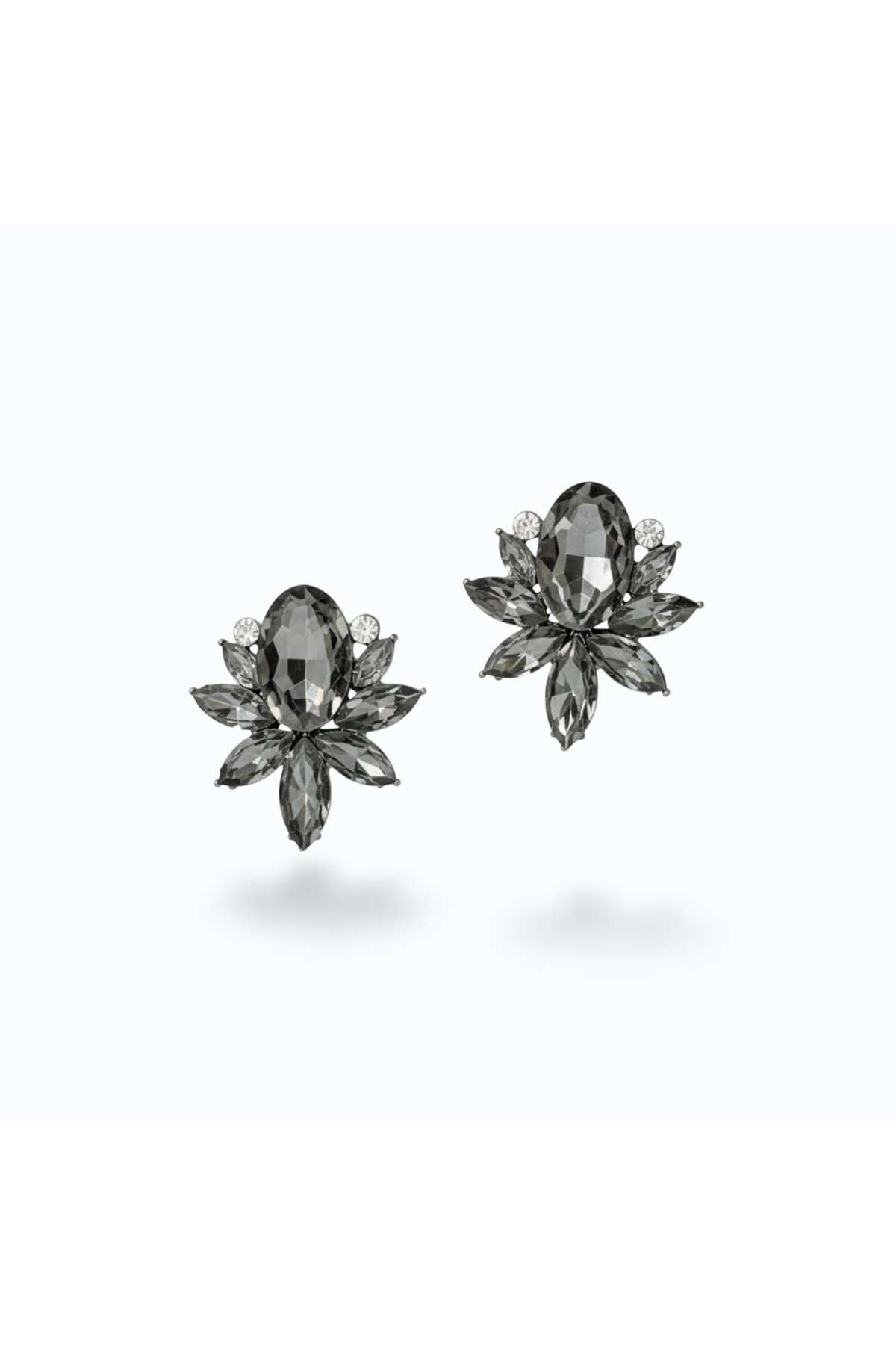 EVE | FLOWER CRYSTAL STUD - Pewter