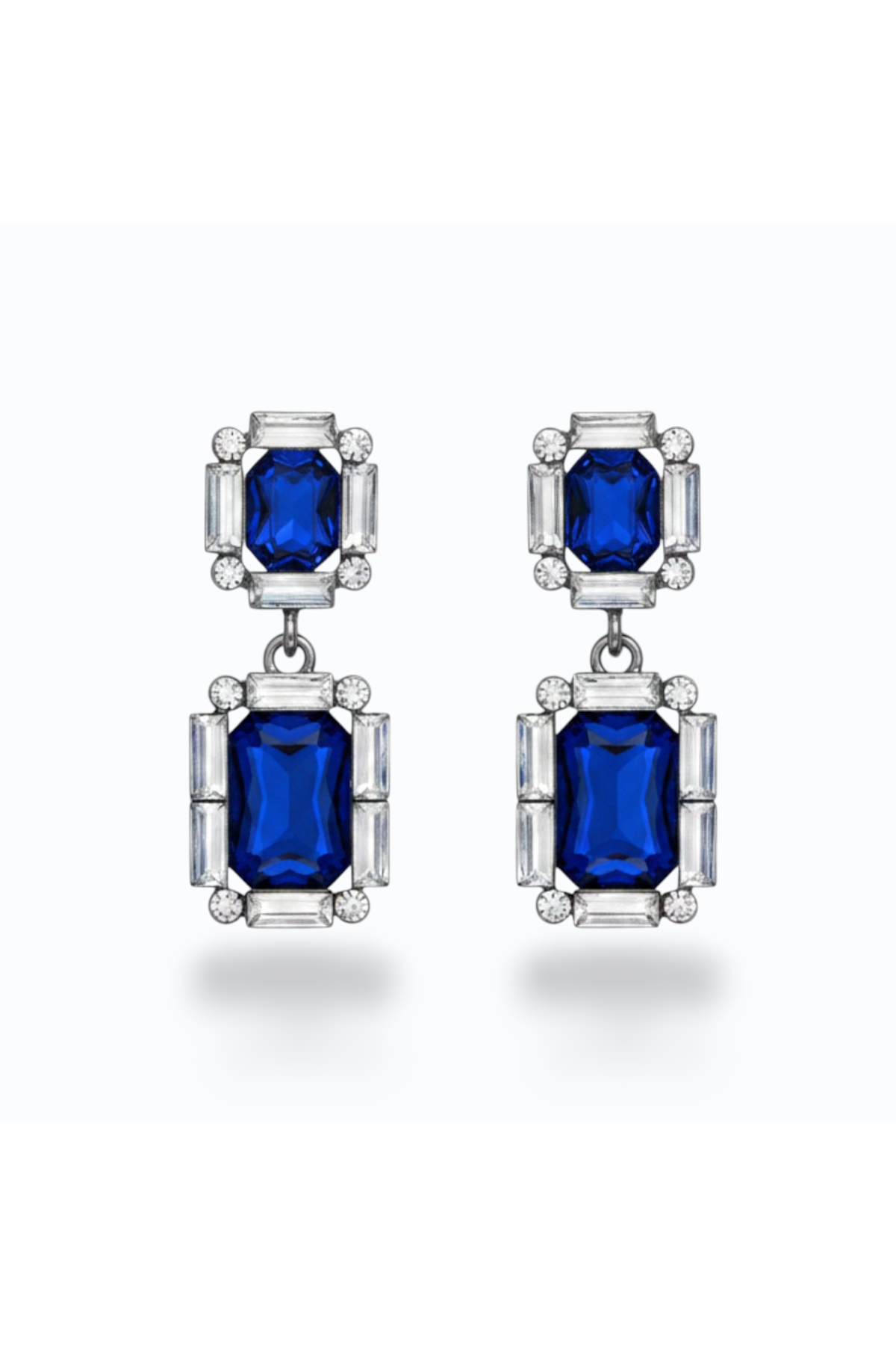 ALEYNA | RECTANGLE CRYSTAL DROP EARRING - Royal Blue