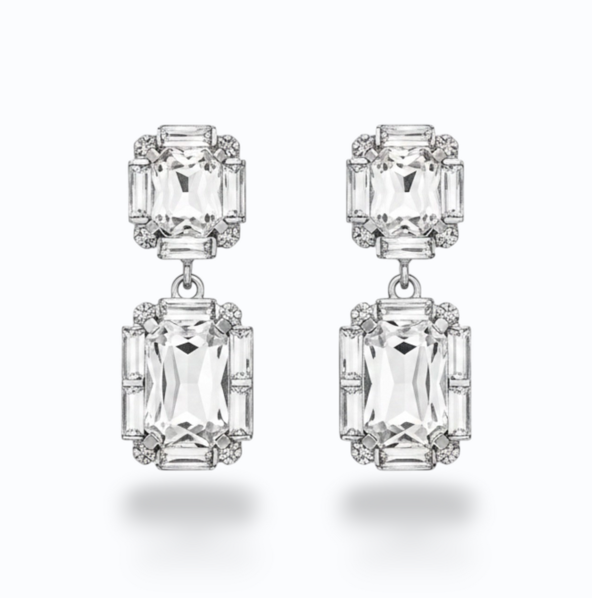 ALEYNA | RECTANGLE CRYSTAL DROP EARRING - Clear