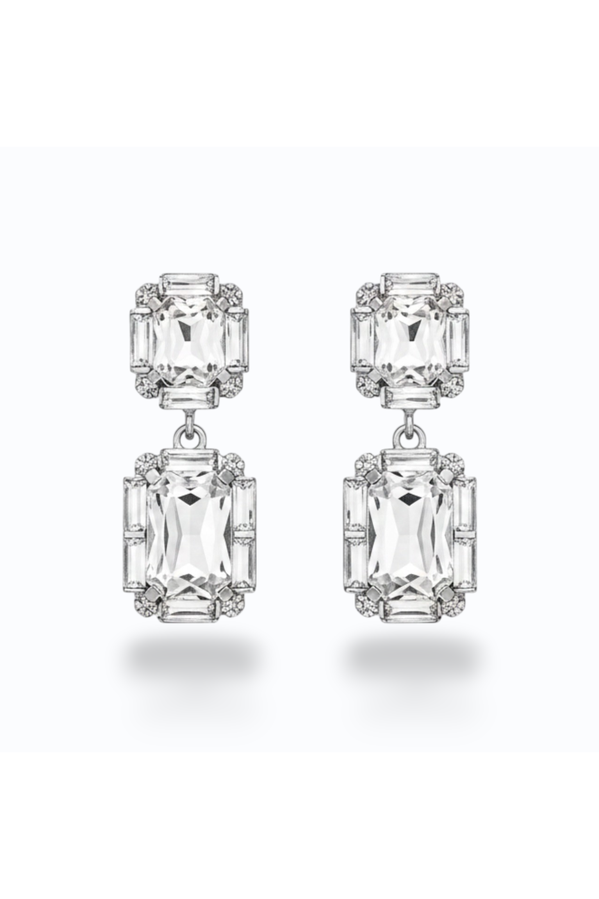 ALEYNA | RECTANGLE CRYSTAL DROP EARRING - Clear