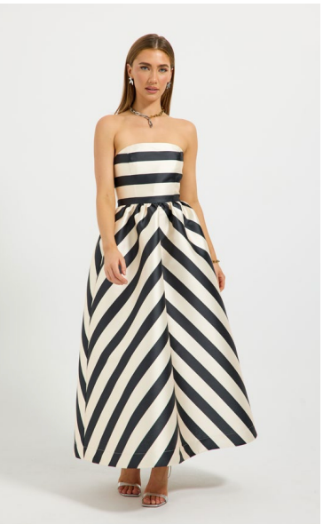 PASDUCHAS | Valerie Strapless Midi - Black & Cream