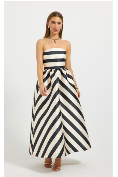 PASDUCHAS | Valerie Strapless Midi - Black & Cream
