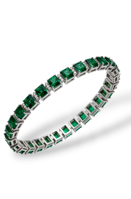 MATILDA | Square Tennis Bracelet - Emerald Green