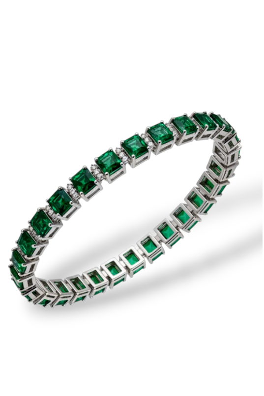 MATILDA | Square Tennis Bracelet - Emerald Green