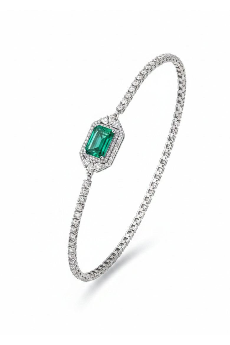 SAFFRON | Emerald Rectangle Crystal Braclet