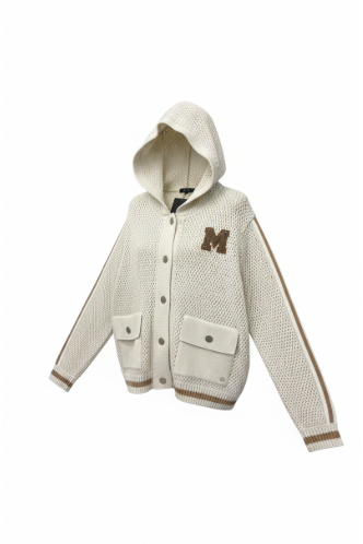 MONARI | STRIPE CARDIGAN - White & Beige