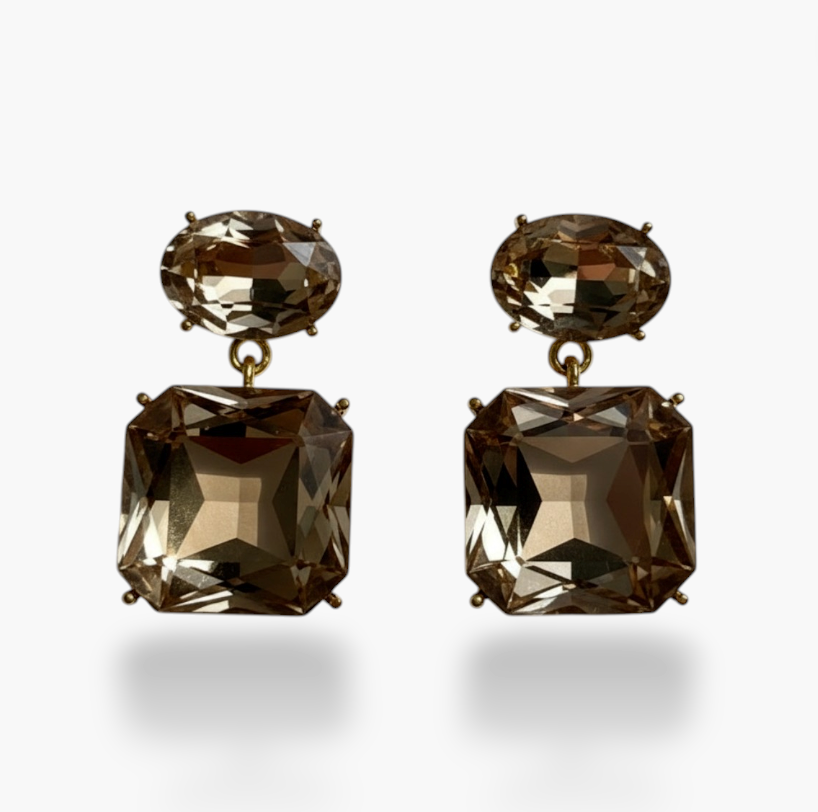 SUE | CRYSTAL EARRING - Champagne