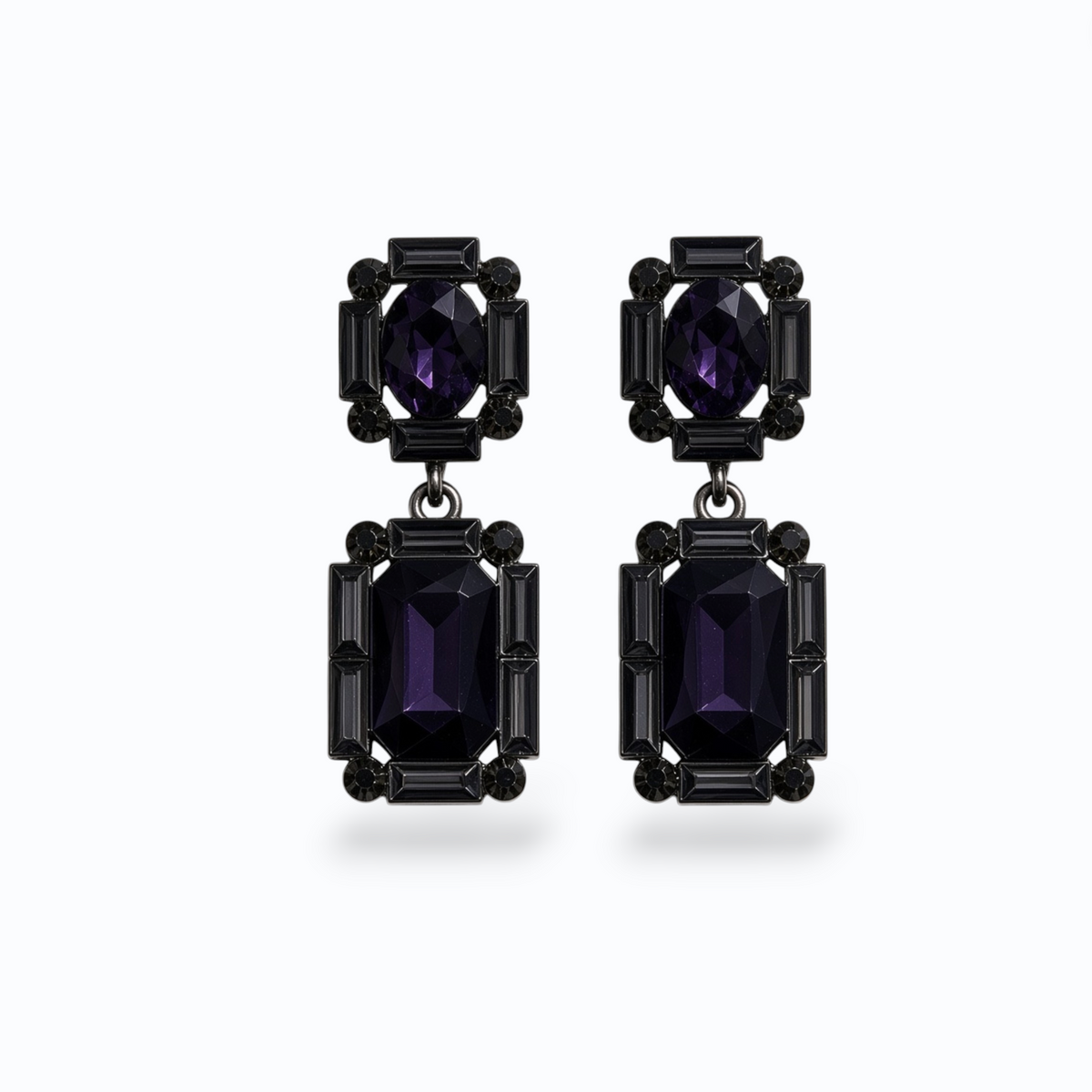 ALEYNA | RECTANGLE CRYSTAL DROP EARRINGS - MIDNIGHT