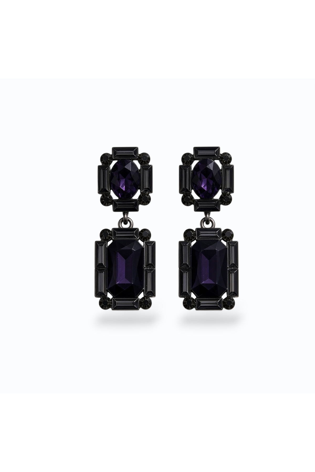 ALEYNA | RECTANGLE CRYSTAL DROP EARRINGS - MIDNIGHT
