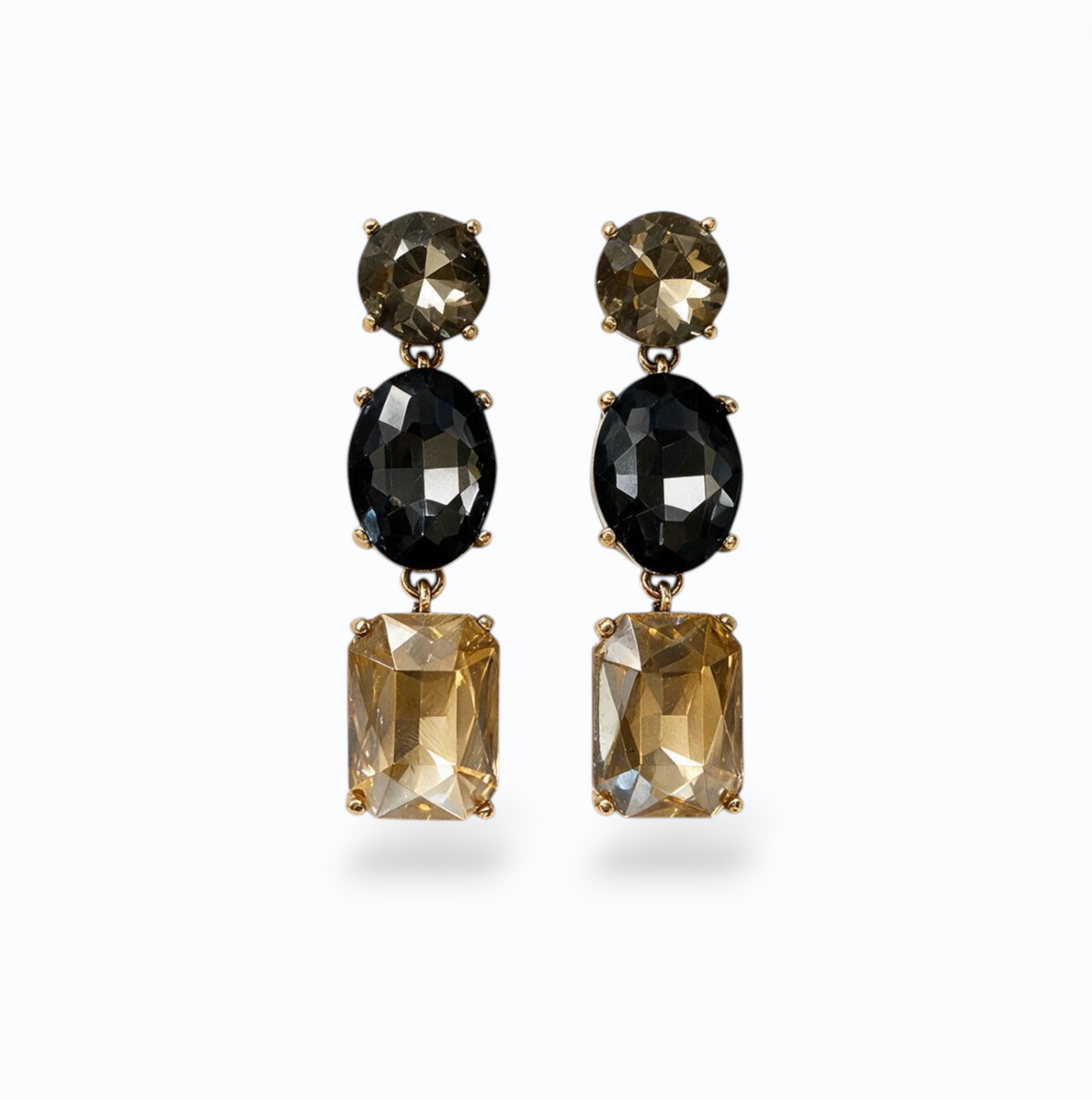 VESSARA | 3 TONE CRYSTAL DROP EARRING