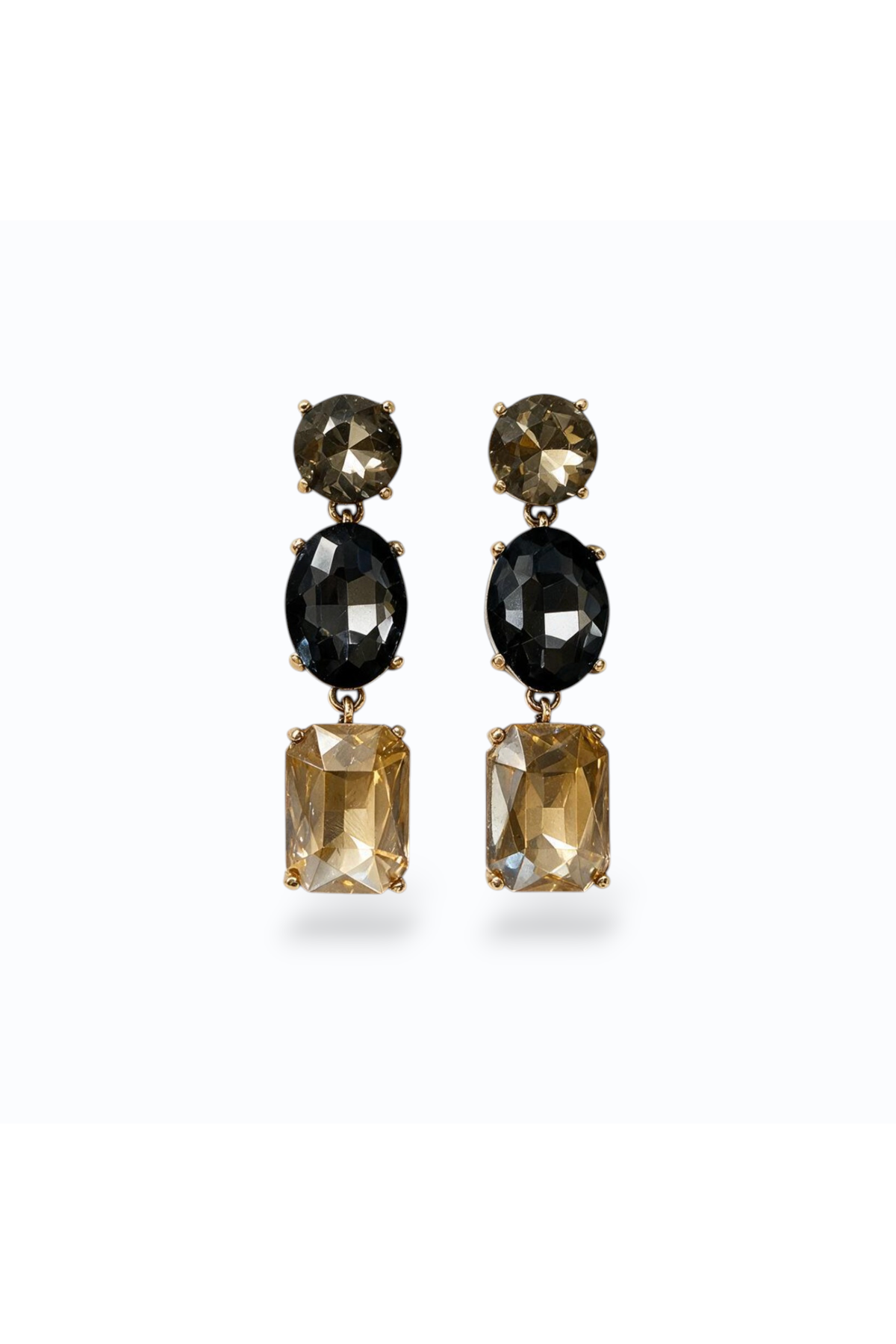 VESSARA | 3 TONE CRYSTAL DROP EARRING