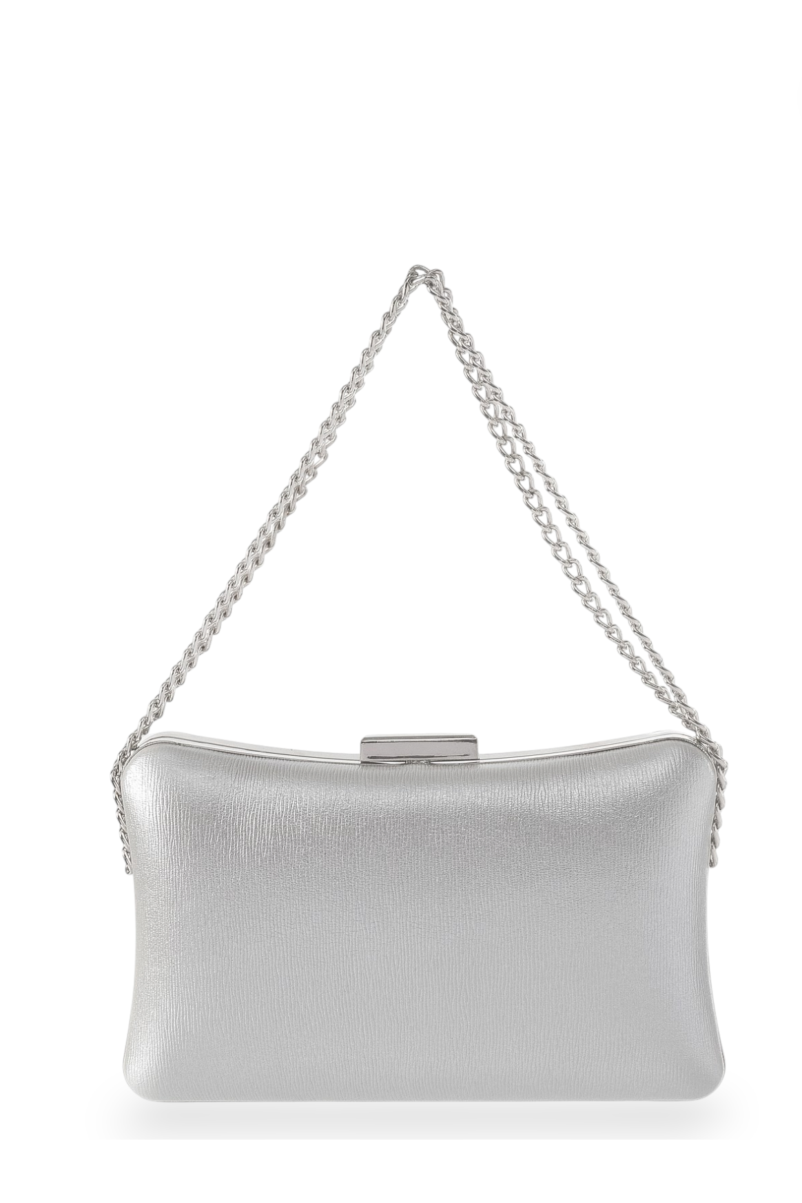 GREGORY LADNER | AVA SIDE CHAIN METALLIC EVENING CLUTCH - Silver
