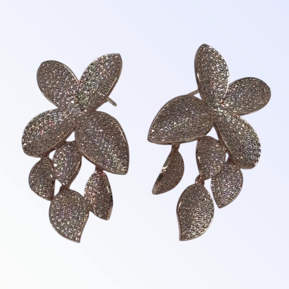 LUCINDA | CUBIC ZIRCONIA FLOWER DROP EARRING - Rose Gold