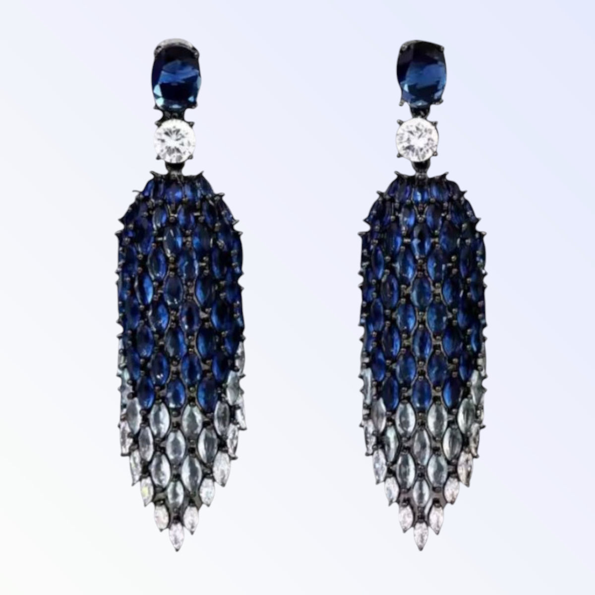 CALYRA | CUBIC ZIRCONIA DROP EARRING - Navy